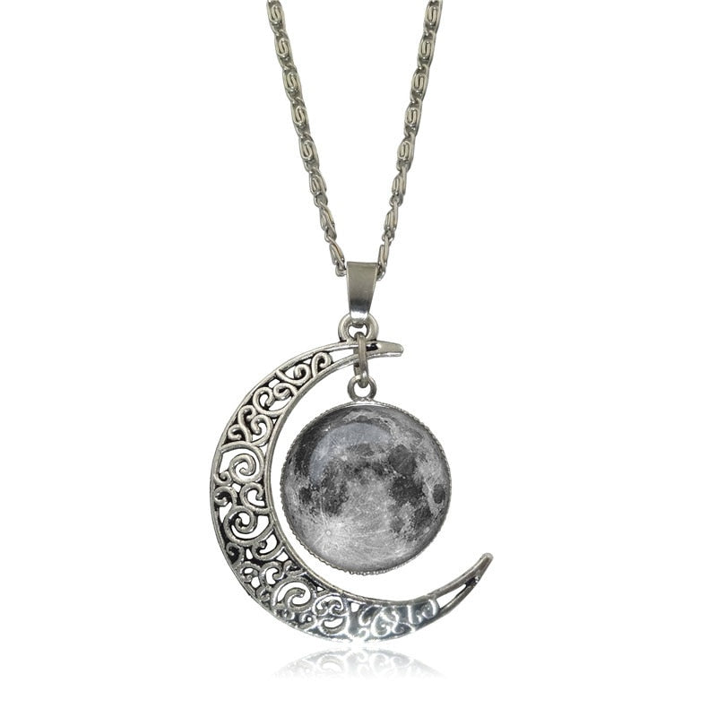 Galaxy and Moon Necklace