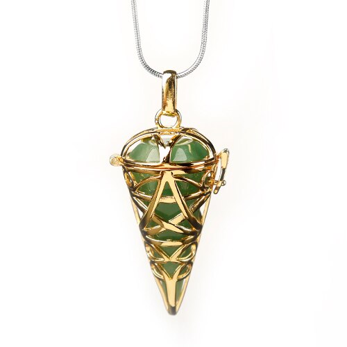 Gold Wrapped Conical Stone Pendant