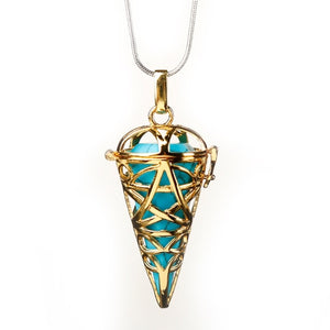 Gold Wrapped Conical Stone Pendant