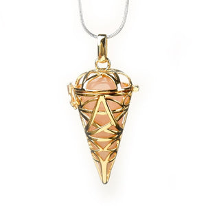 Gold Wrapped Conical Stone Pendant