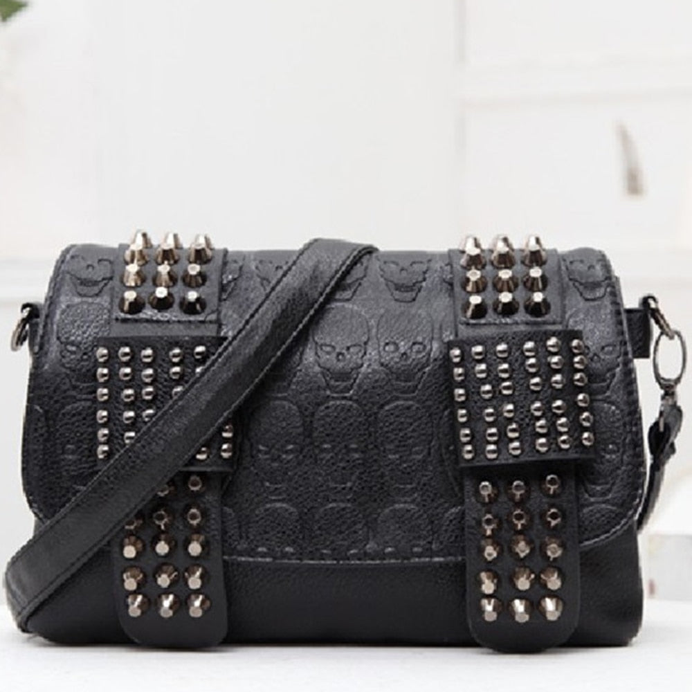 Skulls and Rivets Shoulder Bag