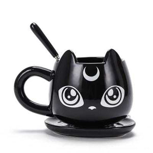 Black Cat Shaped Mug With Tray