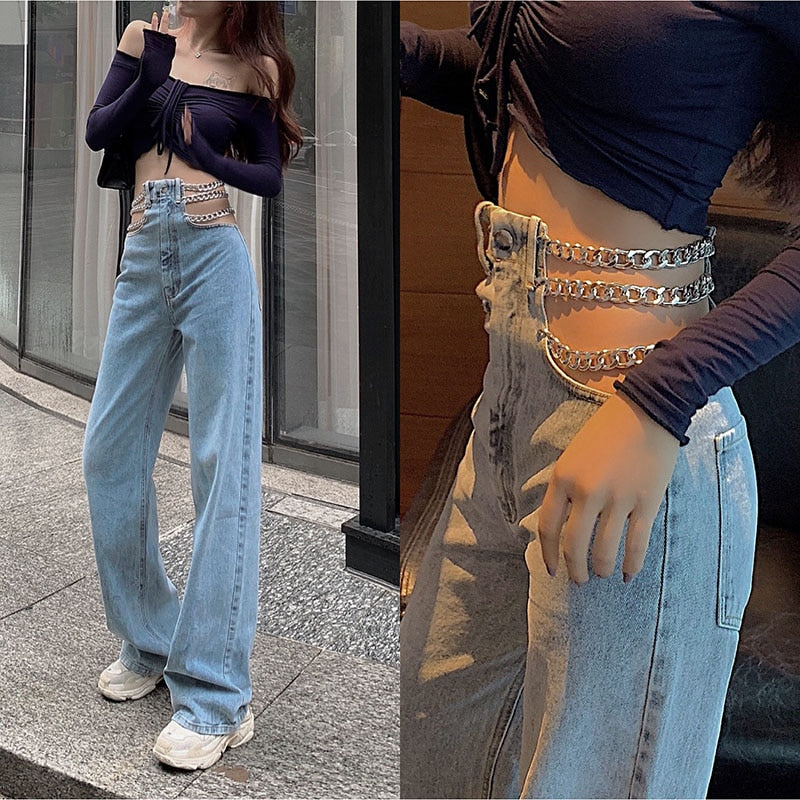 Chain High Waisted Jeans