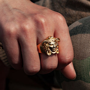 Gold Medusa Shaped Ring