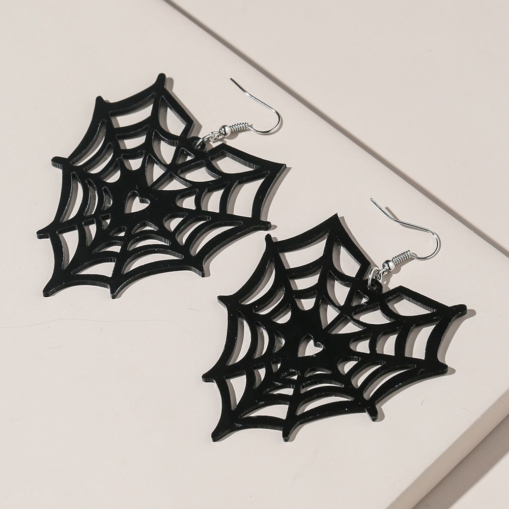 Heart Shaped Spider Net Earrings