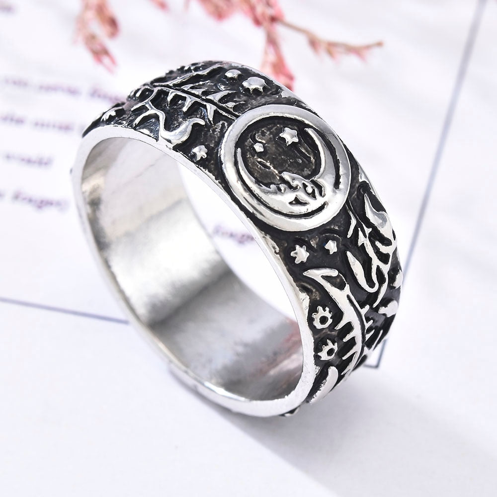 Vintage Style Moon and Sun Ring