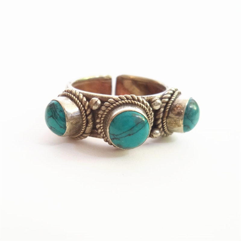 Triple Turquoise Beads Ring