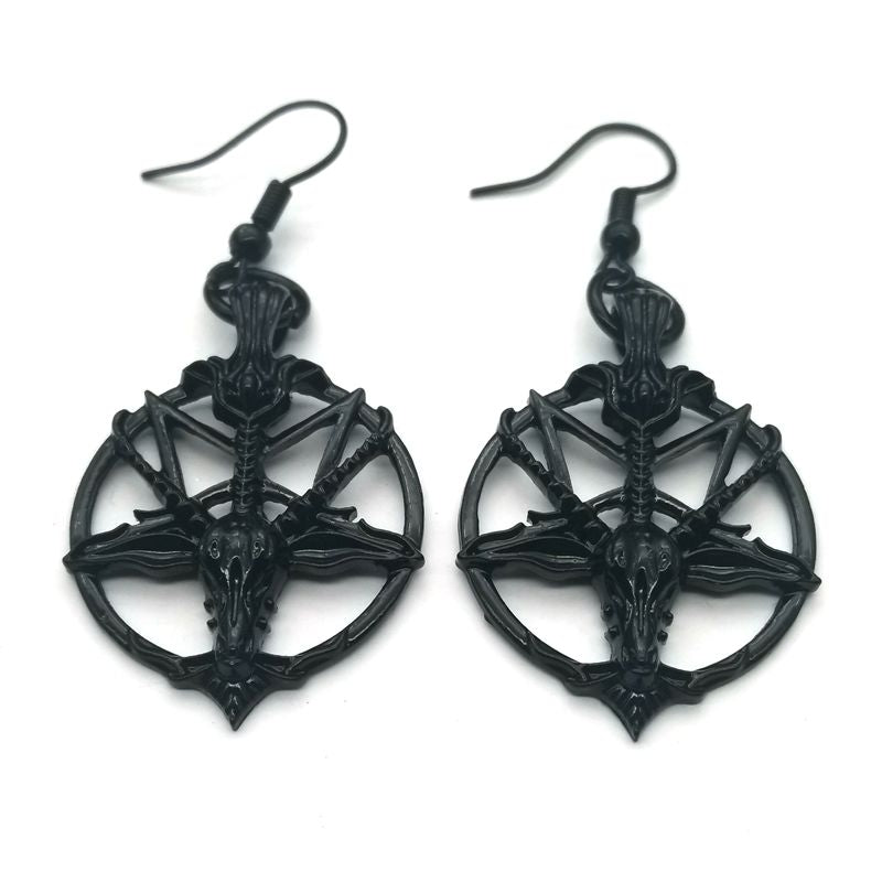 Pentagram Skull Earrings