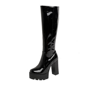 Leather High Heeled Boots