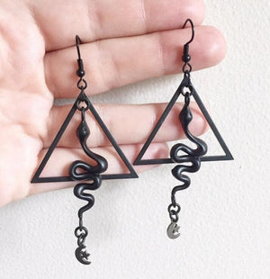 Snake and Triangle Earrings