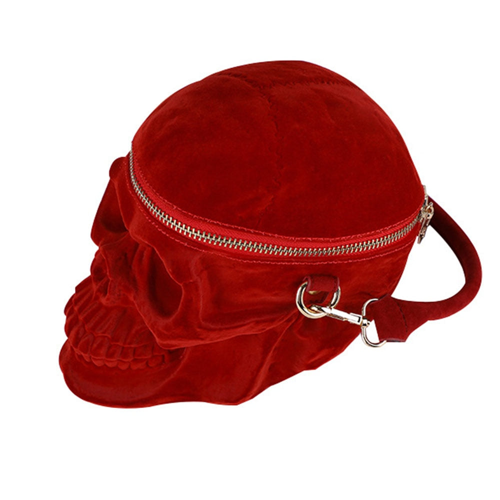 Velvet Skull Shaped Shoulder Bag