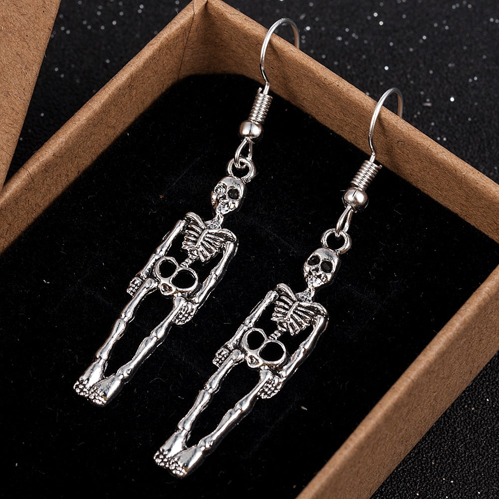 Skeleton Skull Dangle Earrings