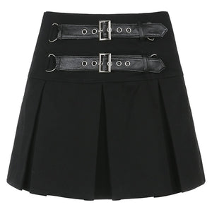 Double Belted Mini Skirt