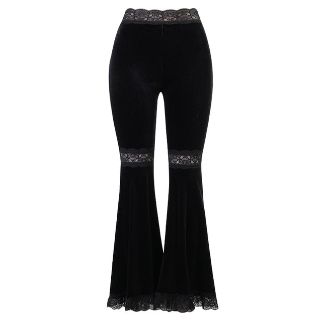 Lace Velvet Flare Trousers