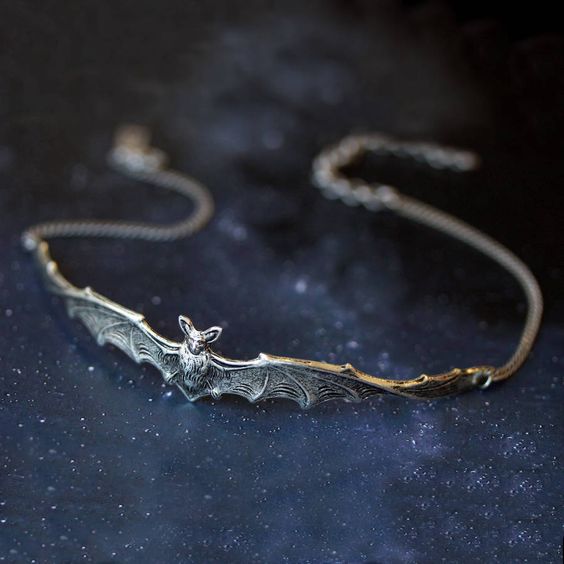 Silver Bat Choker Necklace