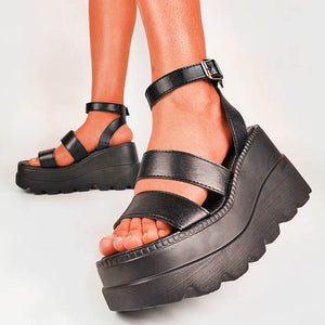 Buckle Detail Platform Sandals