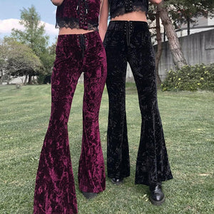 Lace Up Velvet Pants