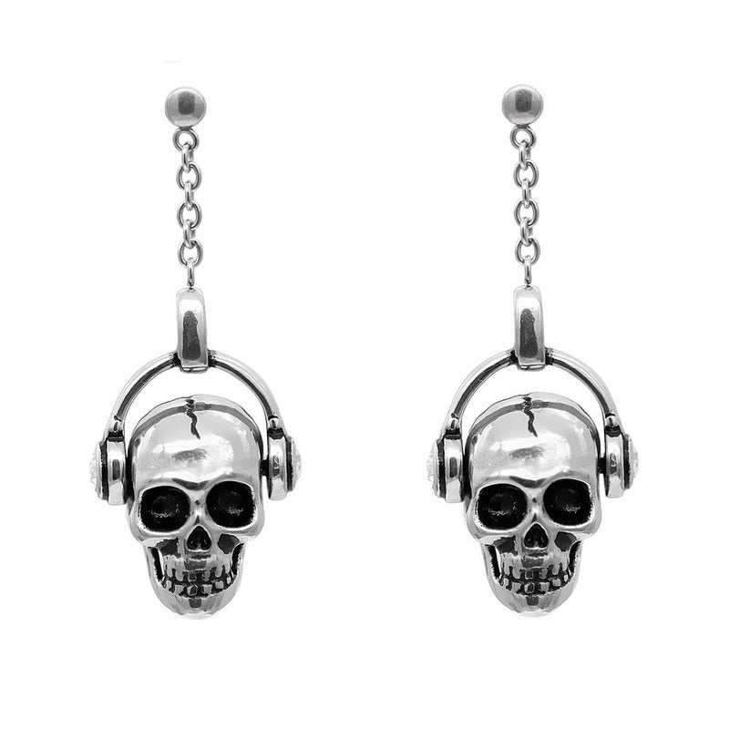 Skull Head on Headphones Earrings