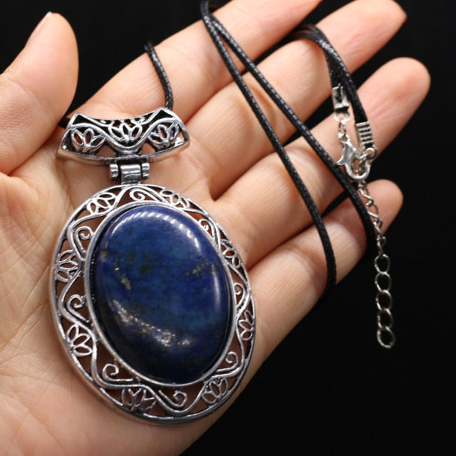 Framed Oval Stone Necklace