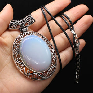 Framed Oval Stone Necklace