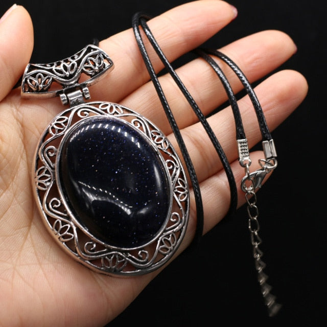 Framed Oval Stone Necklace