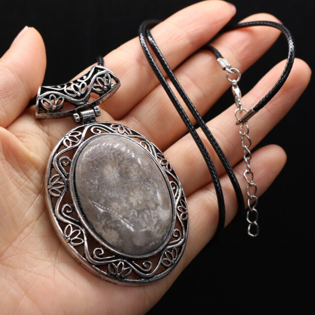 Framed Oval Stone Necklace