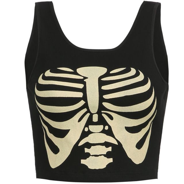 Skeleton Chest Print Crop Top