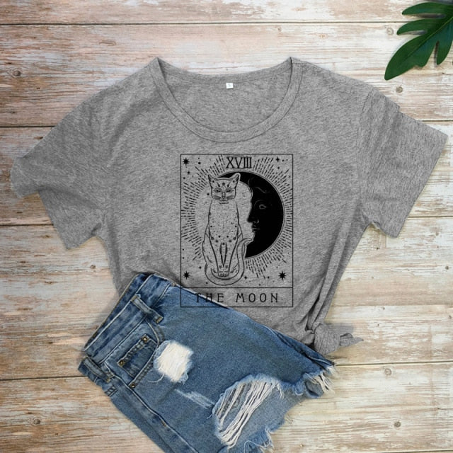 "The Moon" Tarot Card Print T-shirt