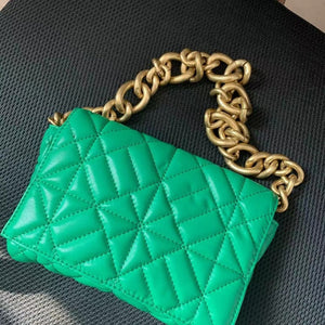 Quilted Shoulder Bag With Gold Chain Handle