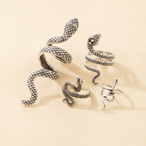 4 Pack Snake Shaped Ring Set