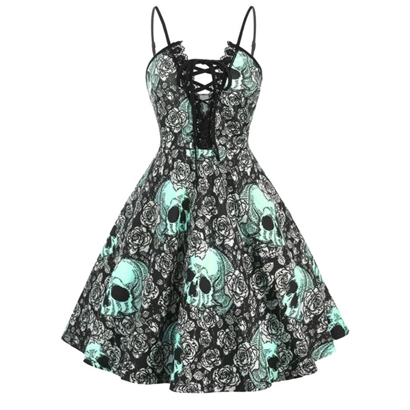 Skull Head Print Mini Dress