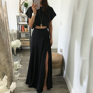 Crop Top And Maxi Skirt Set