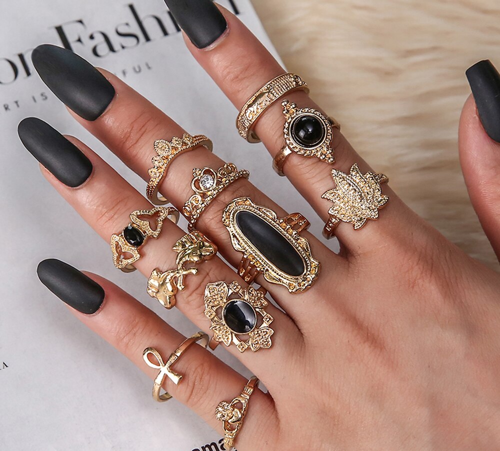 Black Gold Ring Set