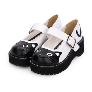 Cat Print Chunky Flatform Shoes