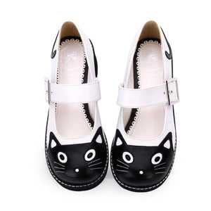 Cat Print Chunky Flatform Shoes