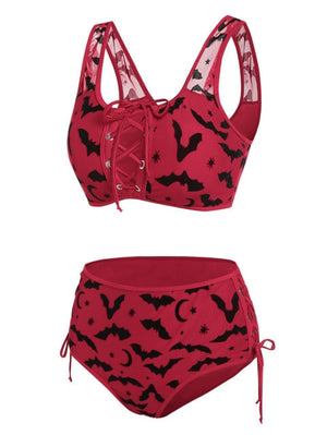 Bats Print Bikini Set