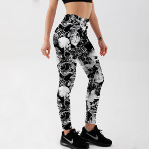 All Over Skulls Print Leggings