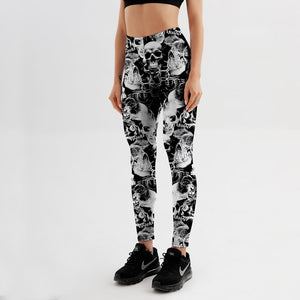 All Over Skulls Print Leggings