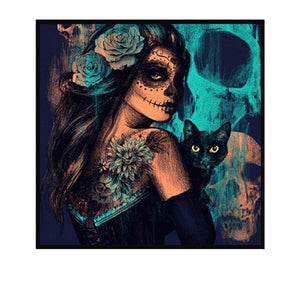 Witch and Black Cat Wall Poster