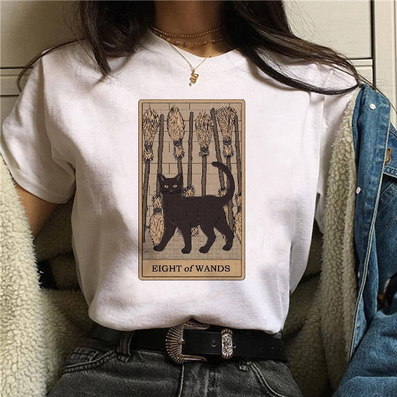 Eight of Wands Tarot Cat Print Top