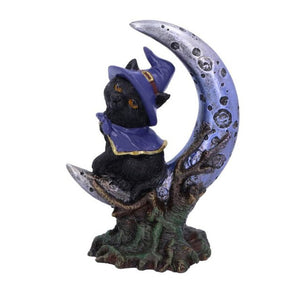 Cat On Crescent Moon Figurine