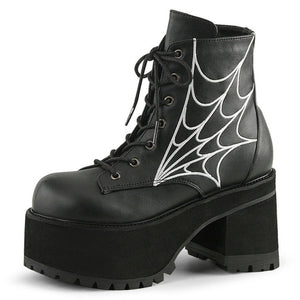 Spiders' Web Print Ankle Boots