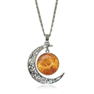 Galaxy and Moon Necklace