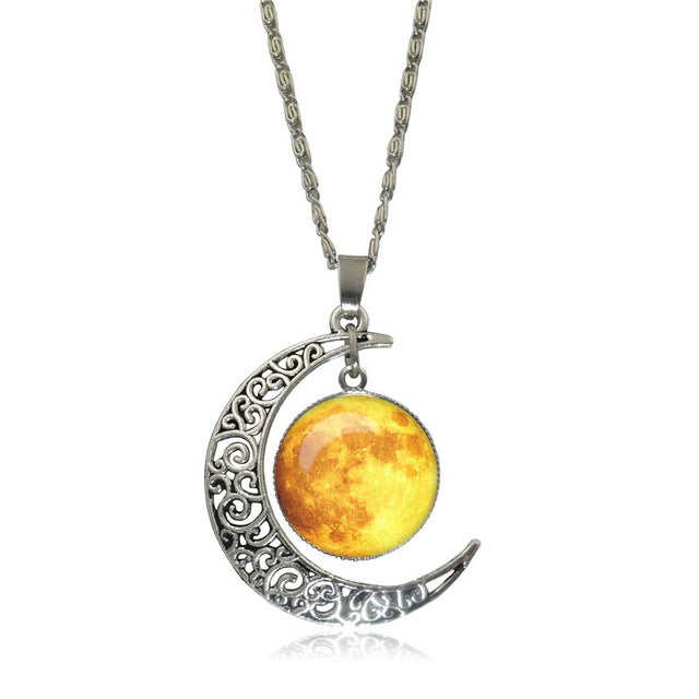 Galaxy and Moon Necklace