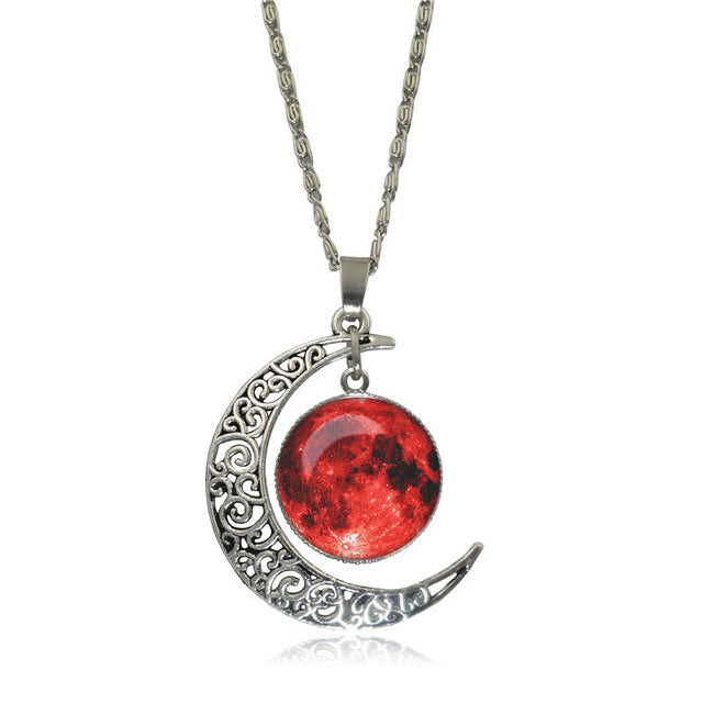 Galaxy and Moon Necklace