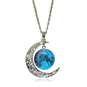 Galaxy and Moon Necklace