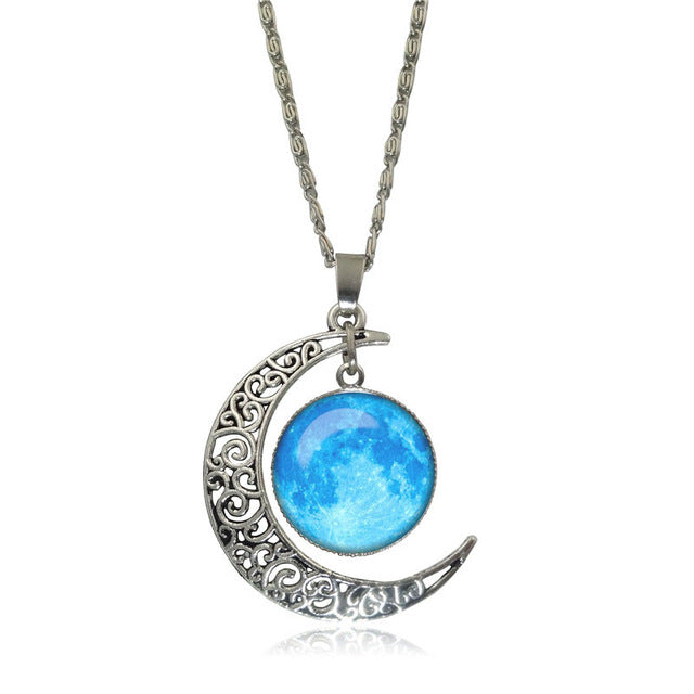 Galaxy and Moon Necklace