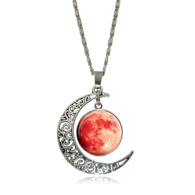 Galaxy and Moon Necklace