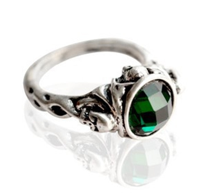 Green Crystal Signet Ring