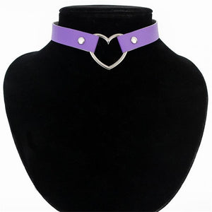 Leather Heart Choker